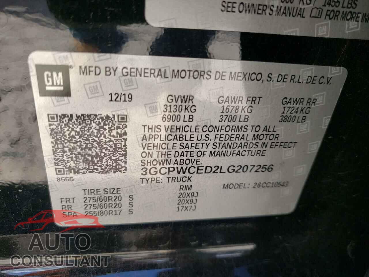 CHEVROLET SILVERADO 2020 - 3GCPWCED2LG207256