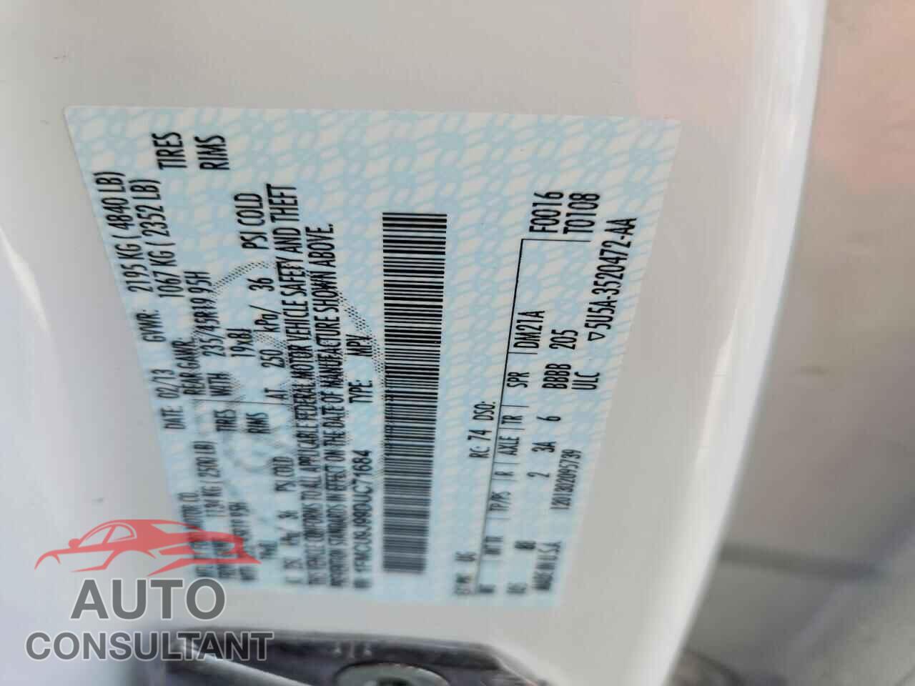 FORD ESCAPE 2013 - 1FMCU9J99DUC71684