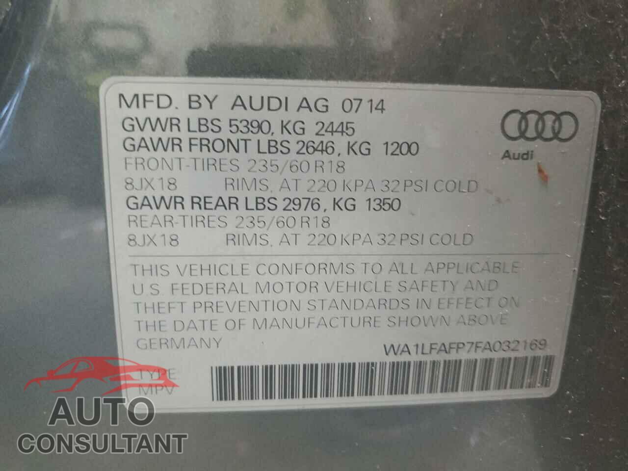 AUDI Q5 2015 - WA1LFAFP7FA032169