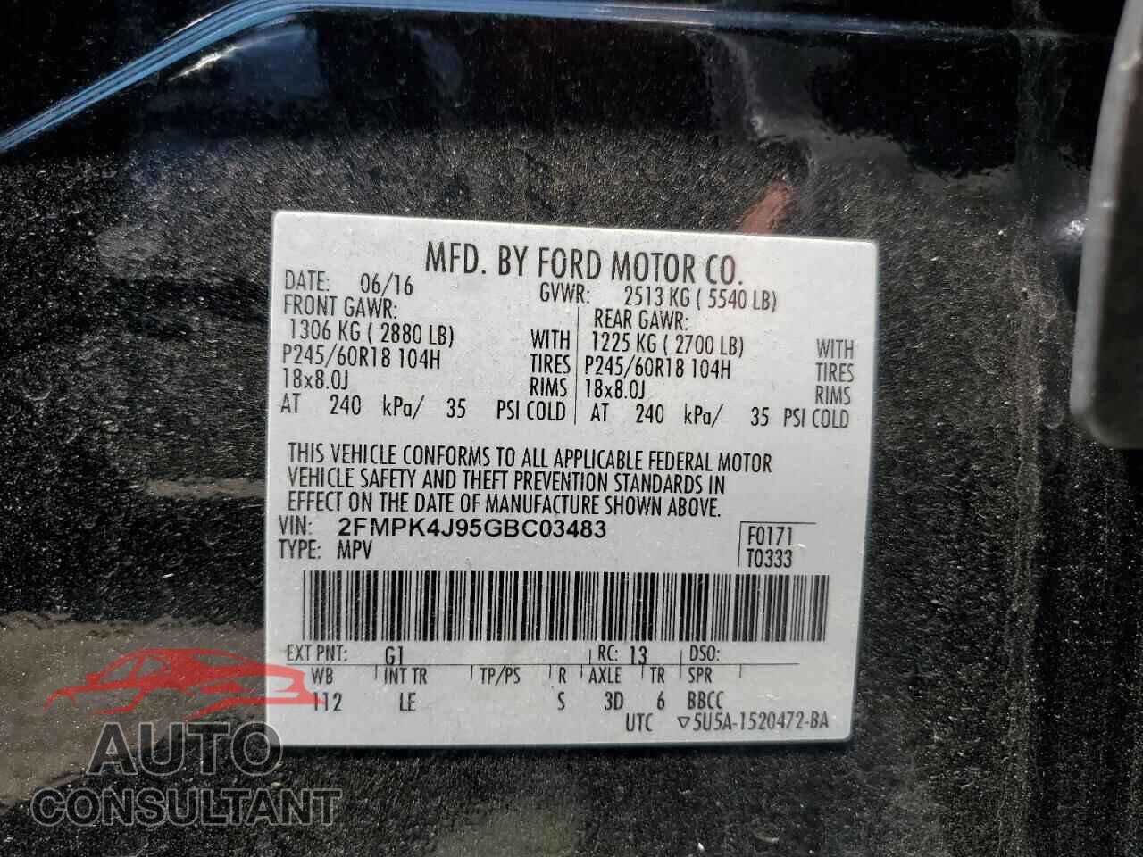 FORD EDGE 2016 - 2FMPK4J95GBC03483