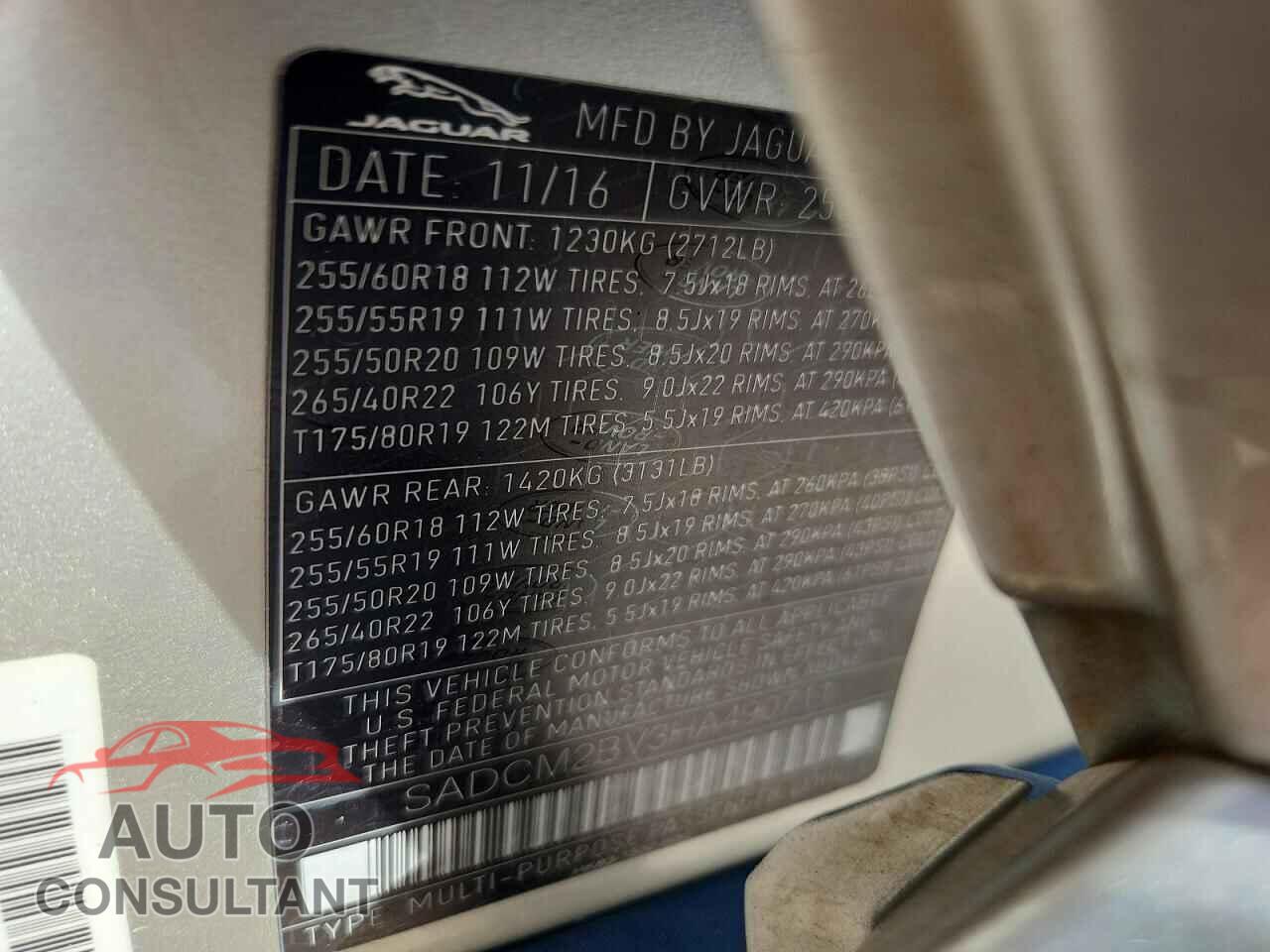 JAGUAR F-PACE 2017 - SADCM2BV3HA490711