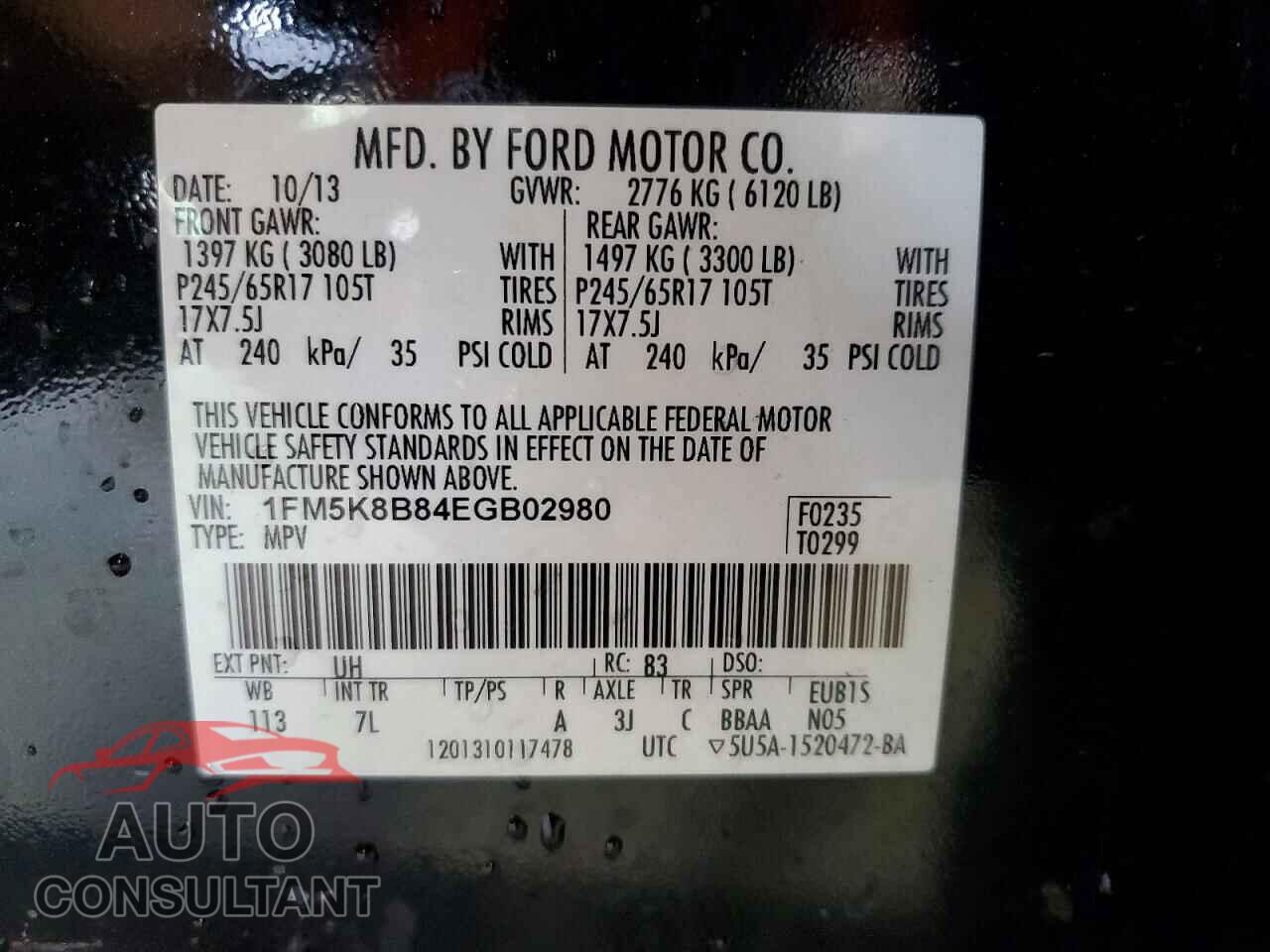 FORD EXPLORER 2014 - 1FM5K8B84EGB02980