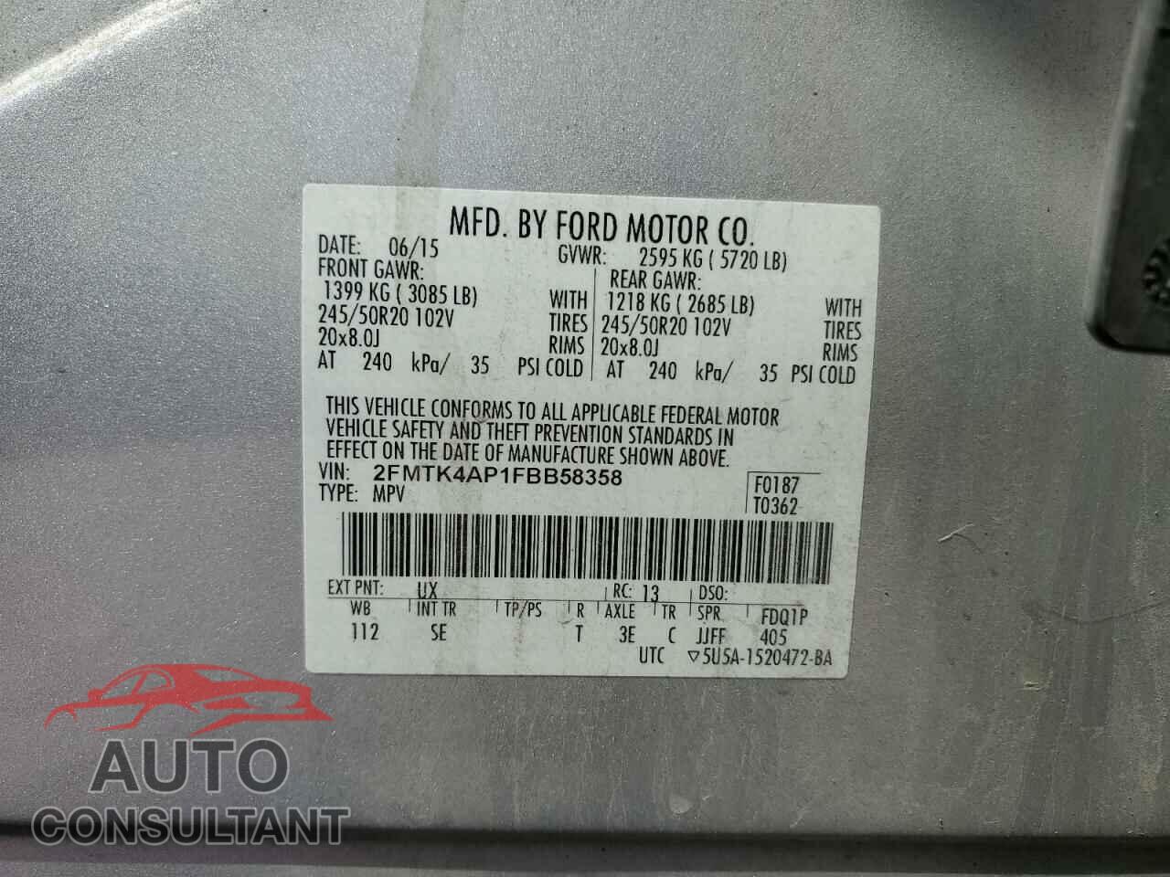 FORD EDGE 2015 - 2FMTK4AP1FBB58358