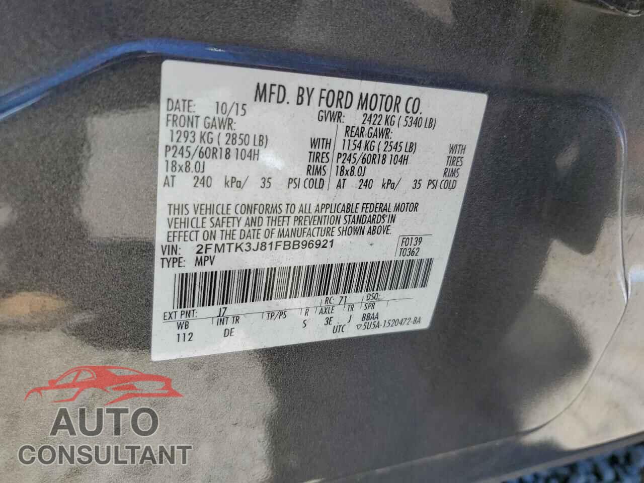 FORD EDGE 2015 - 2FMTK3J81FBB96921