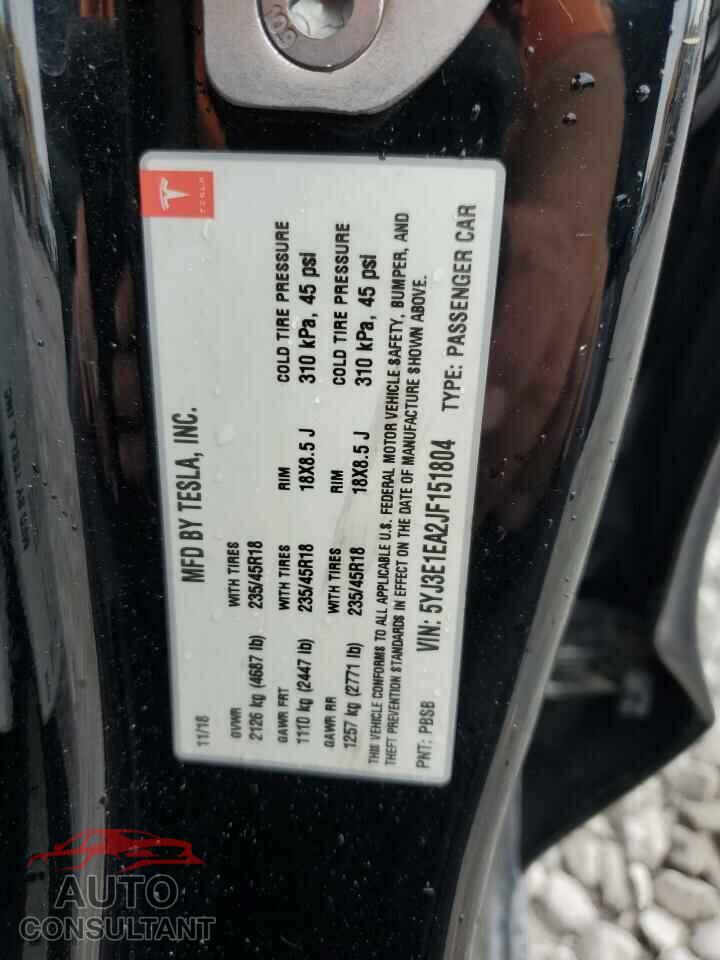 TESLA MODEL 3 2018 - 5YJ3E1EA2JF151804