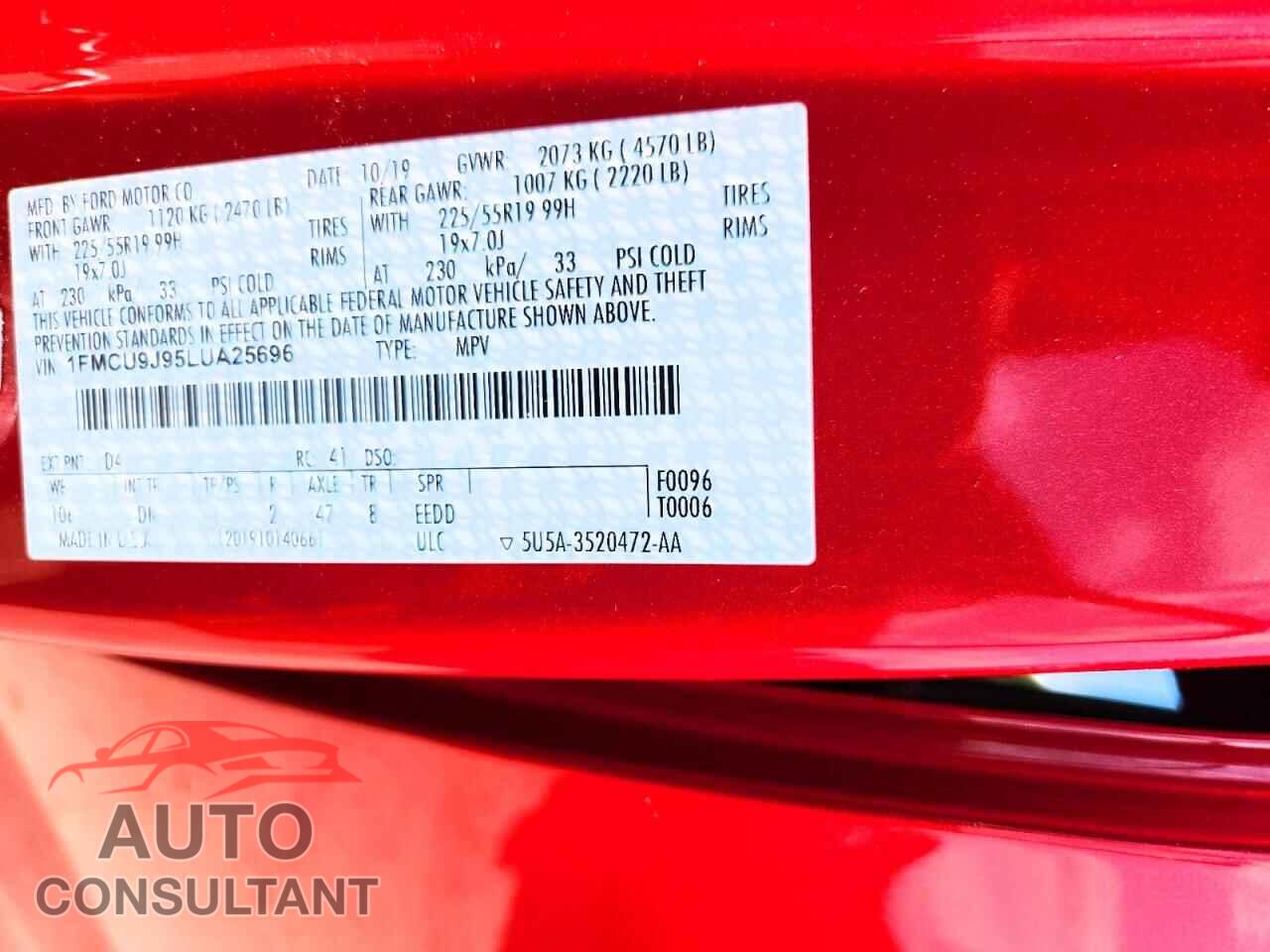 FORD ESCAPE 2020 - 1FMCU9J95LUA25696