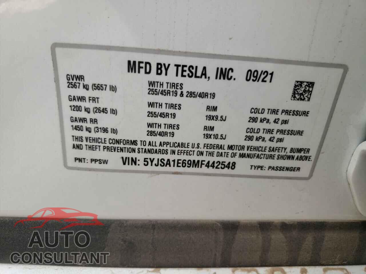 TESLA MODEL S 2021 - 5YJSA1E69MF442548