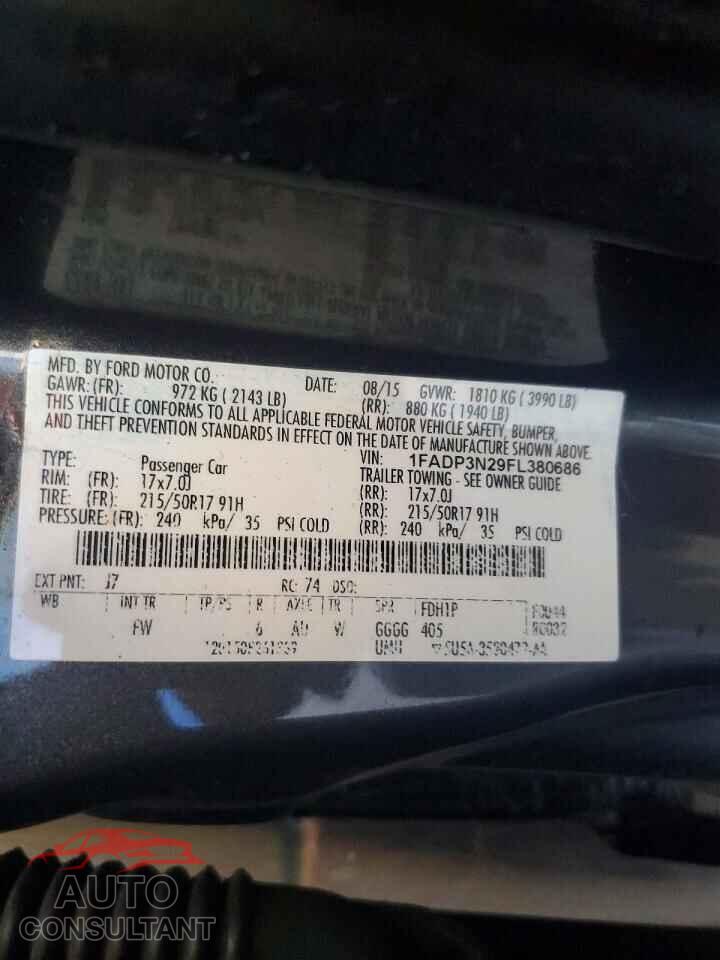 FORD FOCUS 2015 - 1FADP3N29FL380686