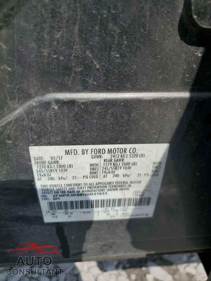 FORD EDGE 2017 - 2FMPK3K98HBB31933