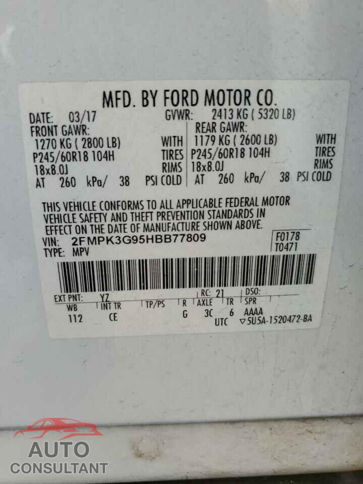 FORD EDGE 2017 - 2FMPK3G95HBB77809