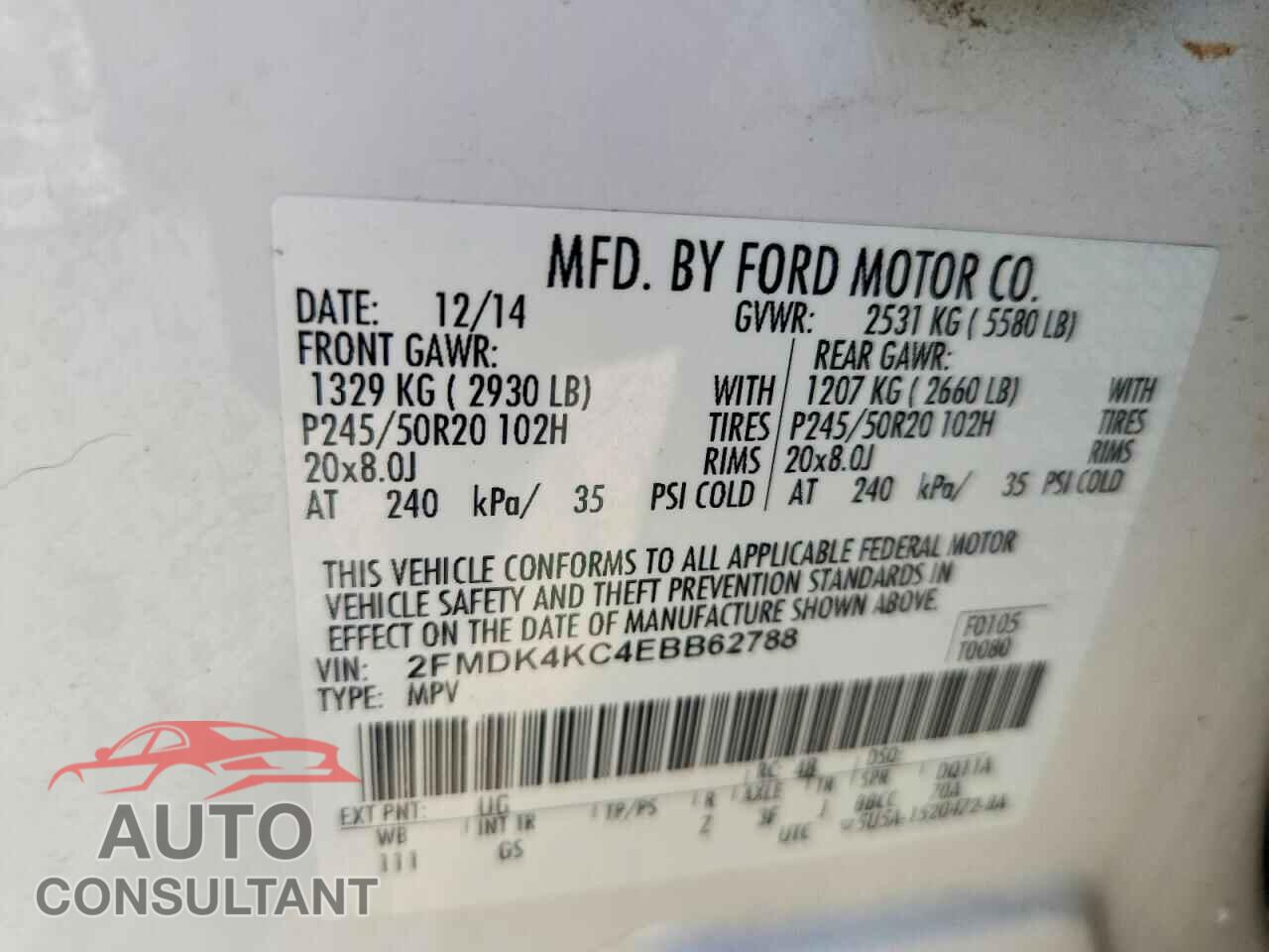 FORD EDGE 2014 - 2FMDK4KC4EBB62788