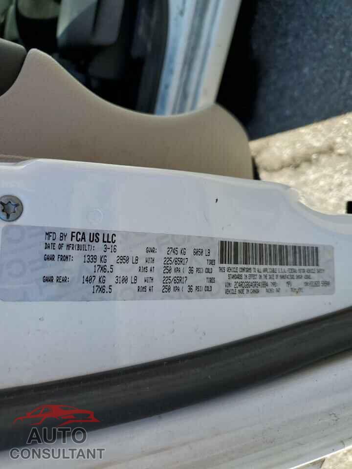 DODGE CARAVAN 2016 - 2C4RDGBG4GR341884