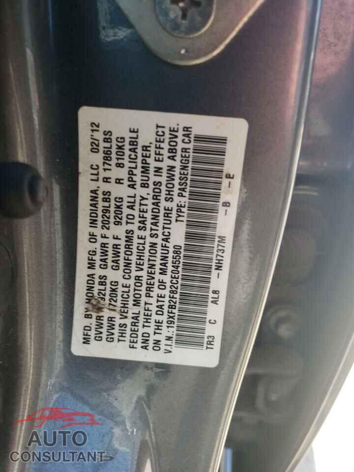 HONDA CIVIC 2012 - 19XFB2F82CE045580