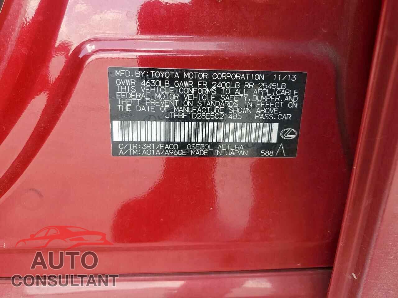 LEXUS IS 2014 - JTHBF1D28E5021485