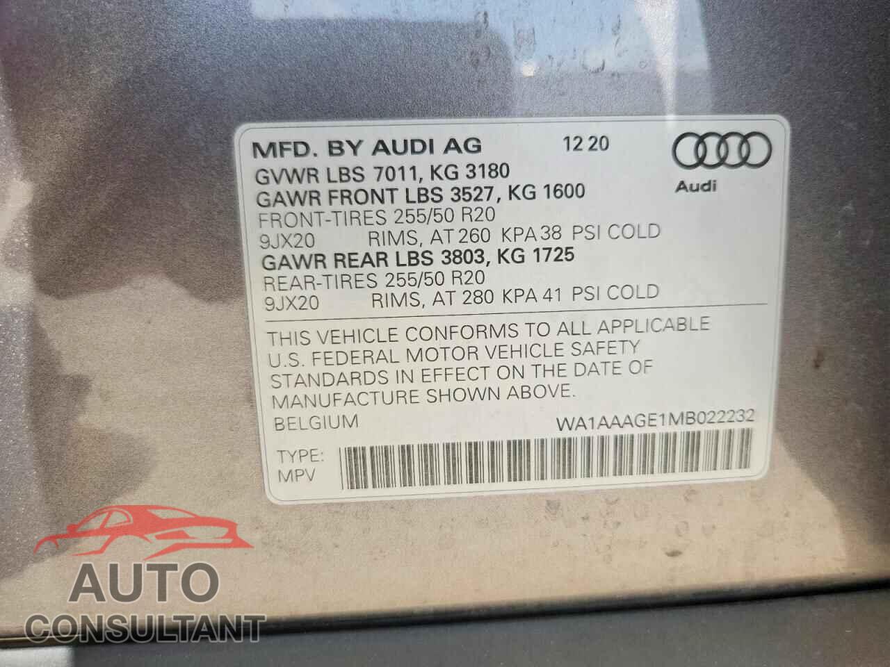 AUDI E-TRON 2021 - WA1AAAGE1MB022232
