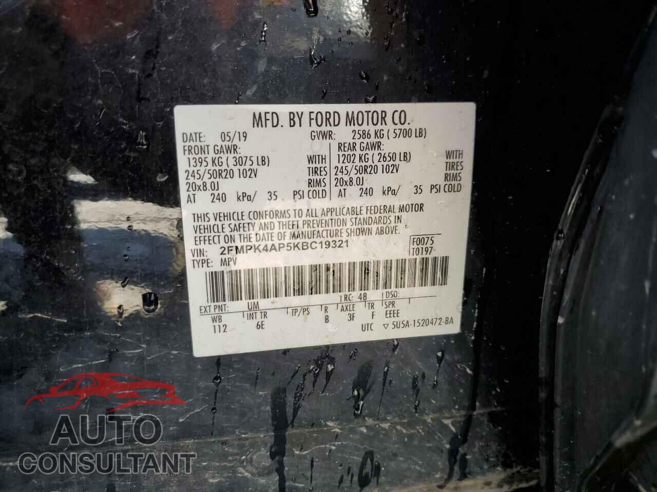 FORD EDGE 2019 - 2FMPK4AP5KBC19321