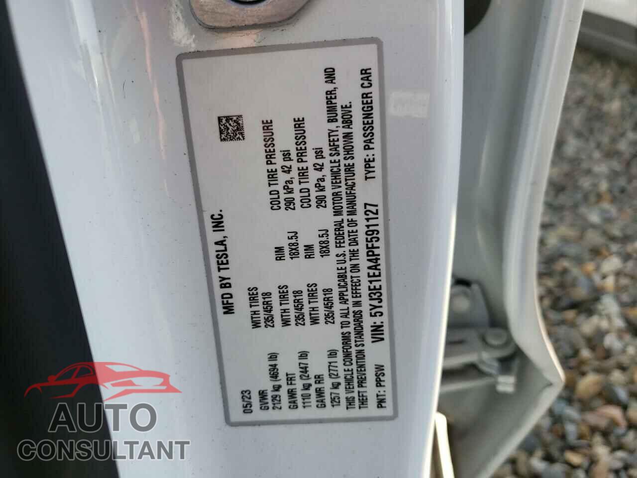 TESLA MODEL 3 2023 - 5YJ3E1EA4PF591127