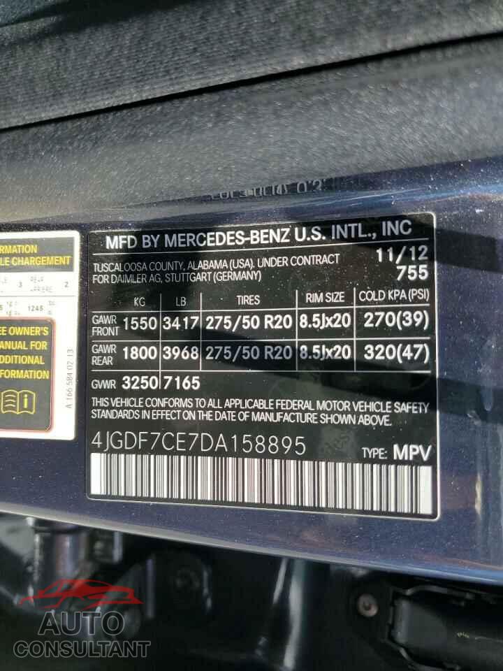 MERCEDES-BENZ GL-CLASS 2013 - 4JGDF7CE7DA158895
