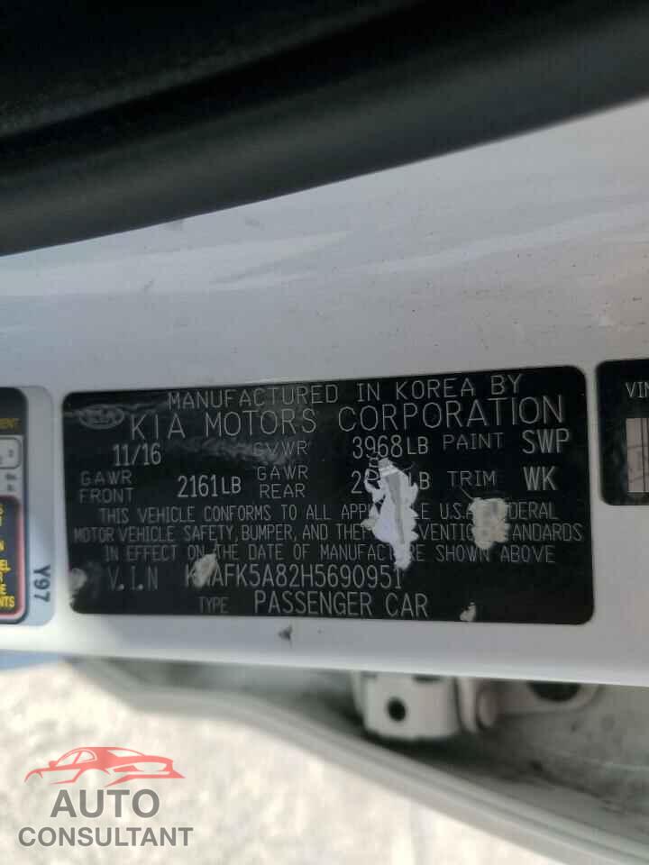 KIA FORTE 2017 - KNAFK5A82H5690951