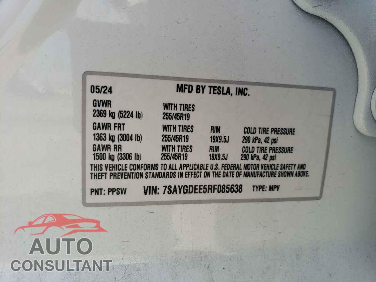 TESLA MODEL Y 2024 - 7SAYGDEE5RF085638