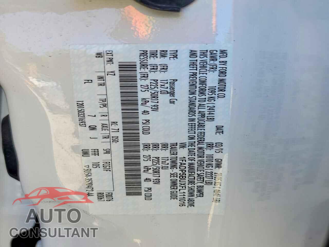 FORD CMAX 2015 - 1FADP5BUXFL111016