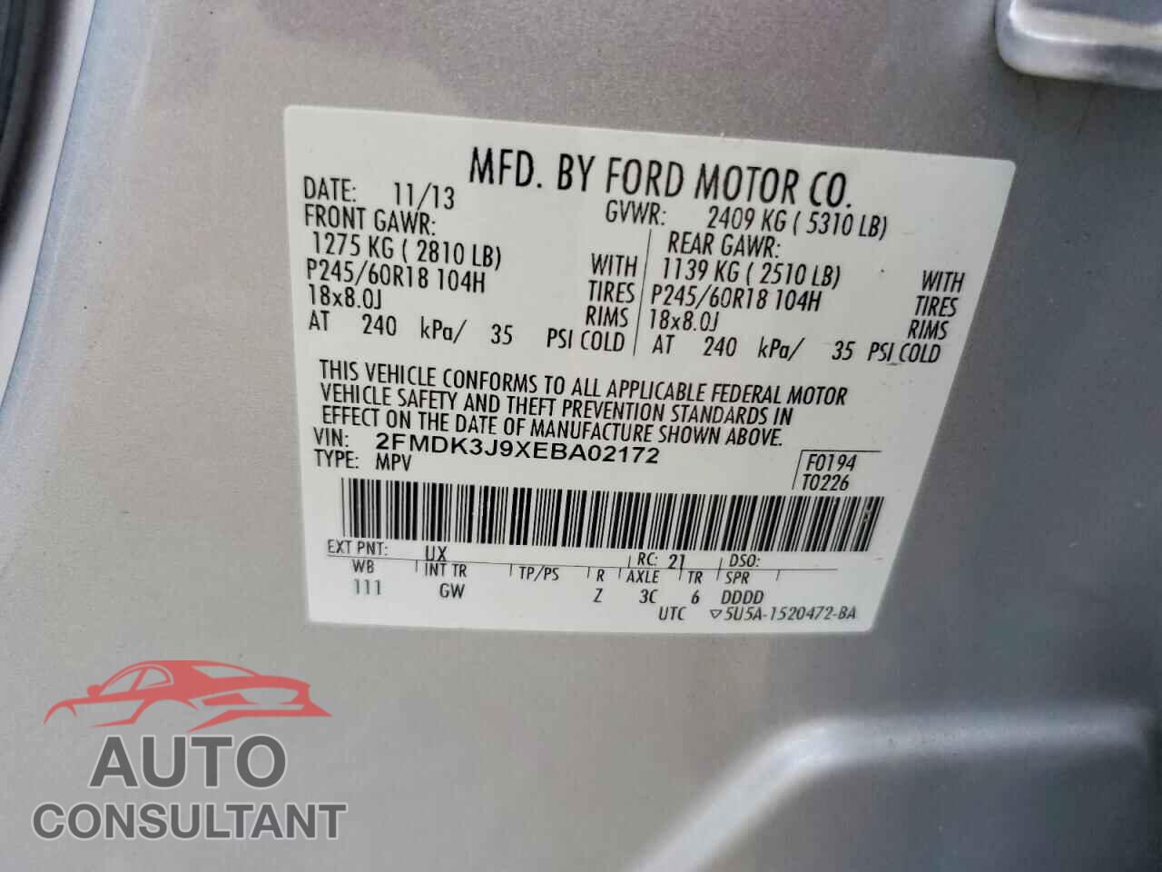 FORD EDGE 2014 - 2FMDK3J9XEBA02172