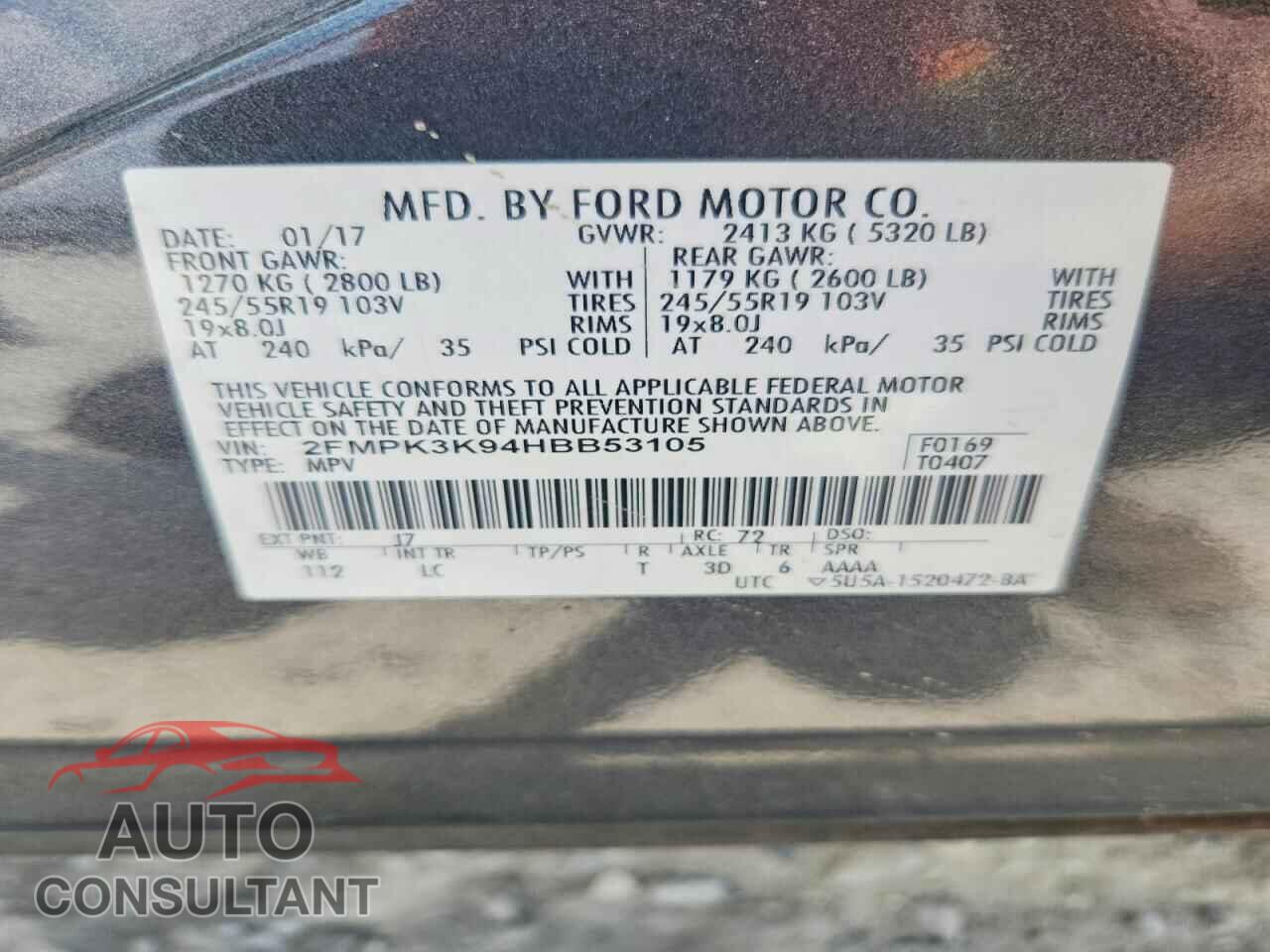 FORD EDGE 2017 - 2FMPK3K94HBB53105