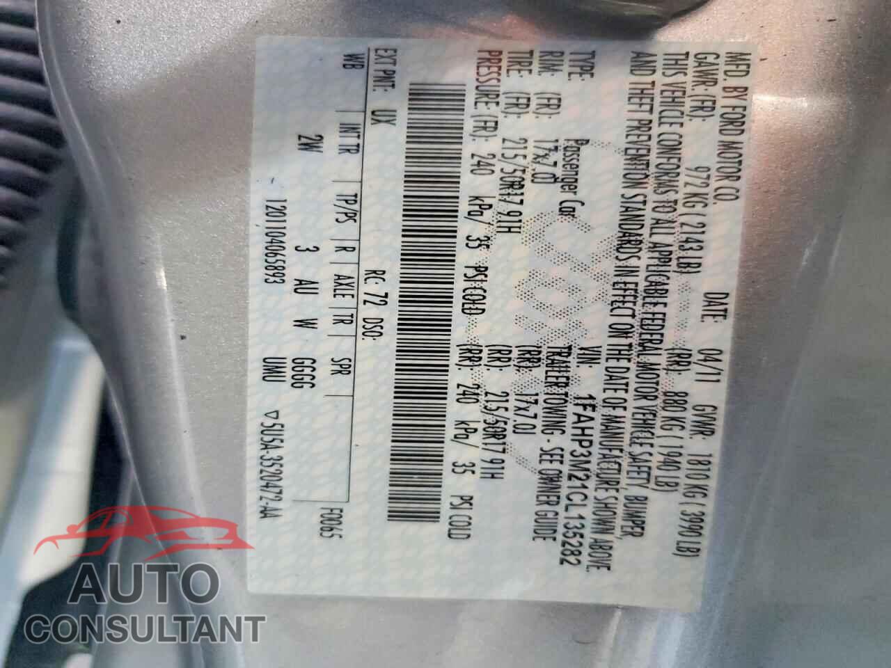 FORD FOCUS 2012 - 1FAHP3M21CL135282