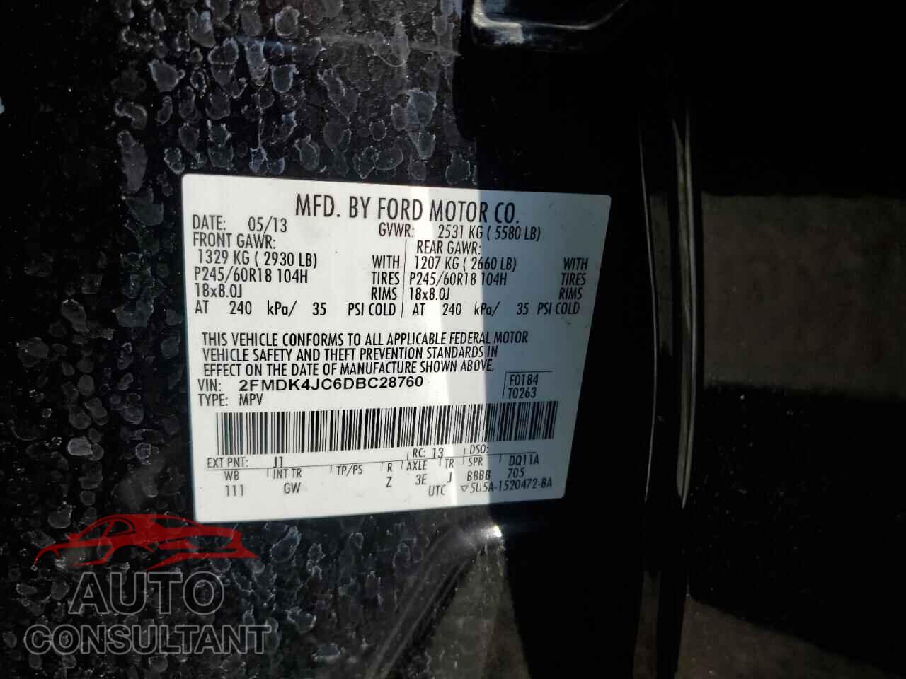 FORD EDGE 2013 - 2FMDK4JC6DBC28760