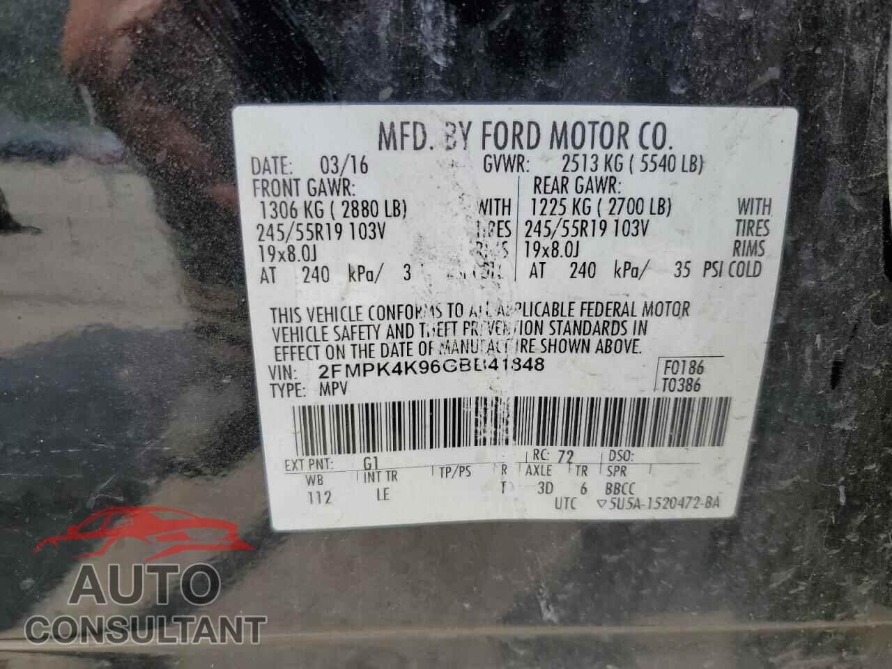 FORD EDGE 2016 - 2FMPK4K96GBB41848