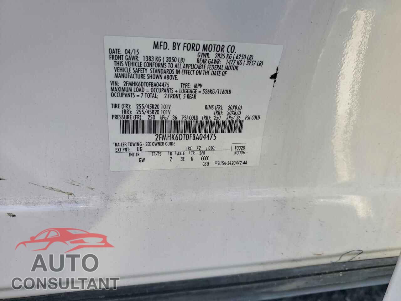 FORD FLEX 2015 - 2FMHK6DT0FBA04475