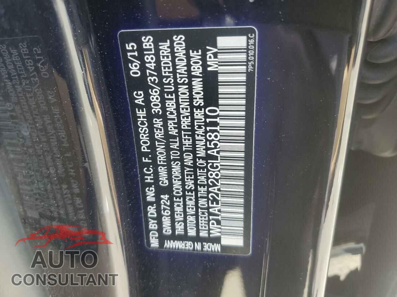 PORSCHE CAYENNE 2016 - WP1AE2A28GLA58110