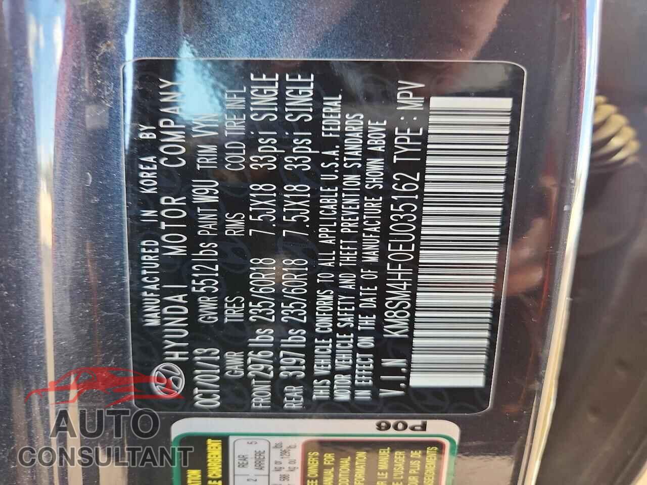 HYUNDAI SANTA FE 2014 - KM8SM4HF0EU035162