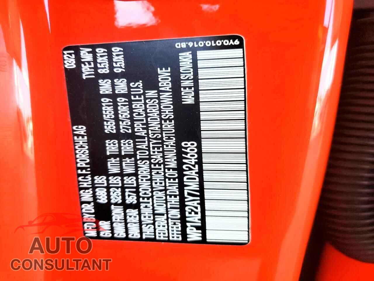 PORSCHE CAYENNE 2021 - WP1AE2AY7MDA24668