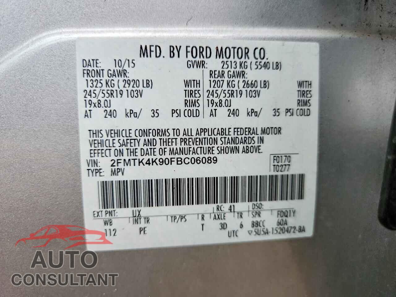 FORD EDGE 2015 - 2FMTK4K90FBC06089