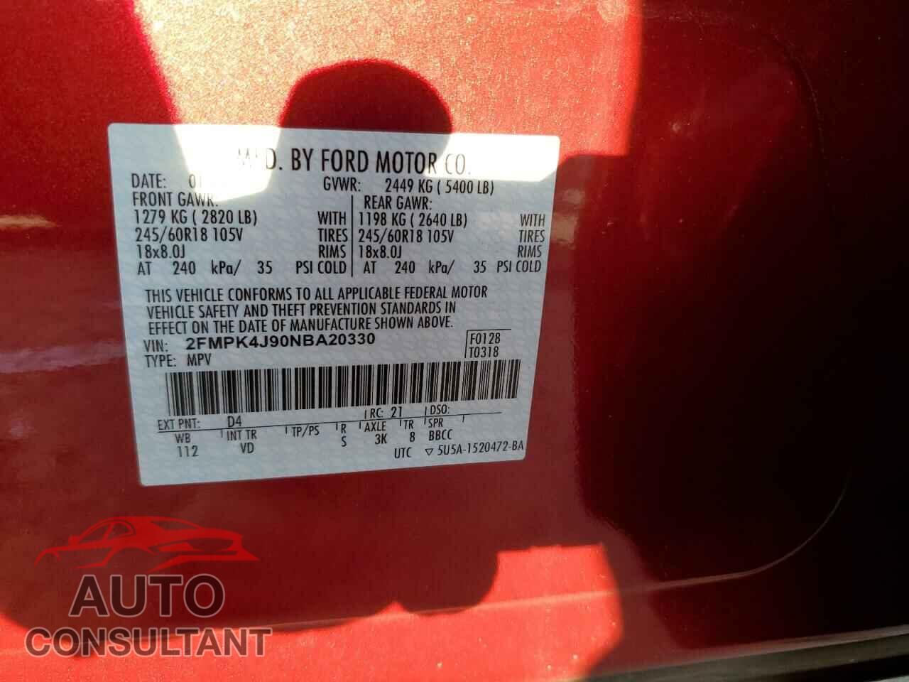 FORD EDGE 2022 - 2FMPK4J90NBA20330