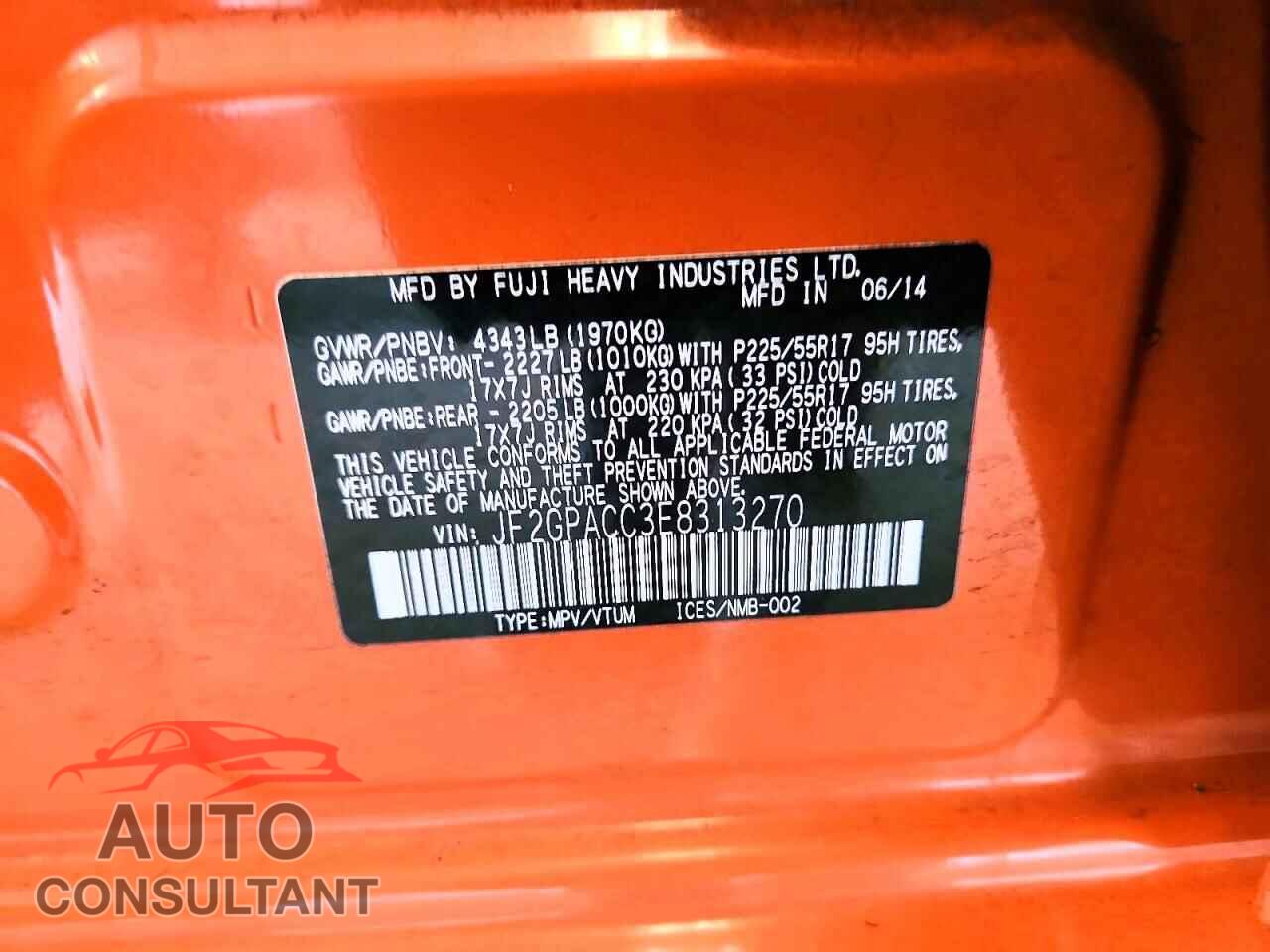 SUBARU XV 2014 - JF2GPACC3E8313270