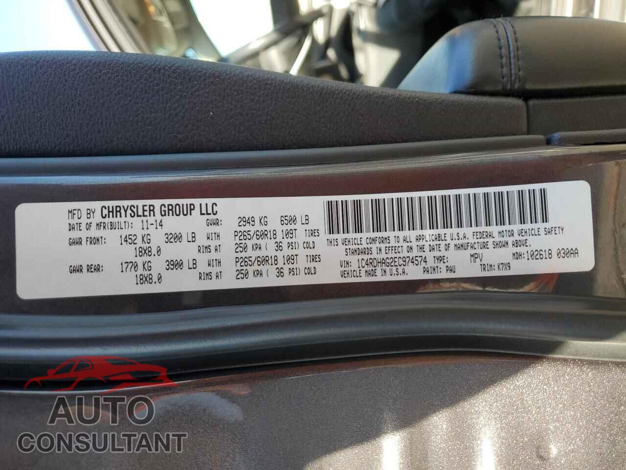 DODGE DURANGO 2014 - 1C4RDHAG2EC974574