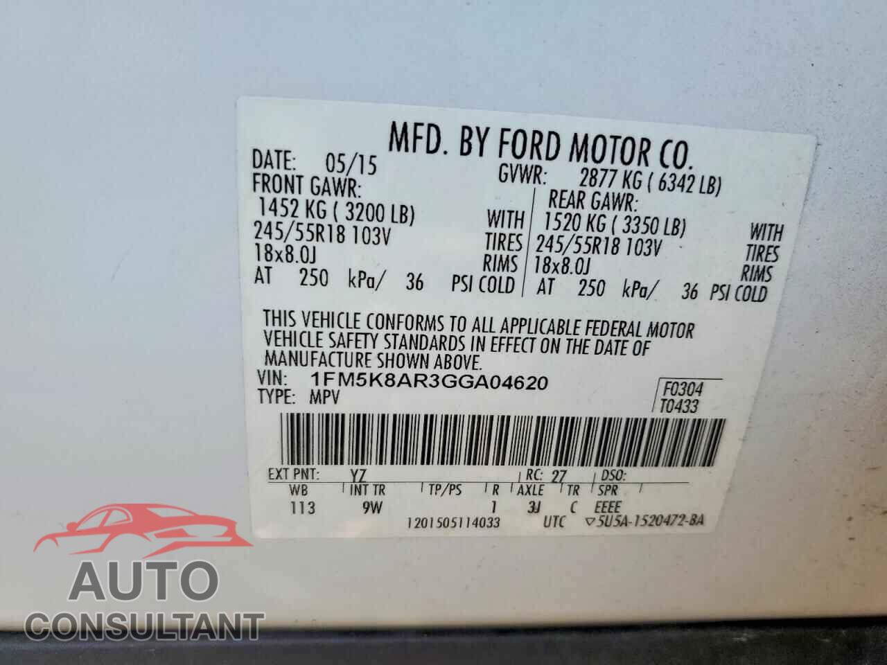 FORD EXPLORER 2016 - 1FM5K8AR3GGA04620