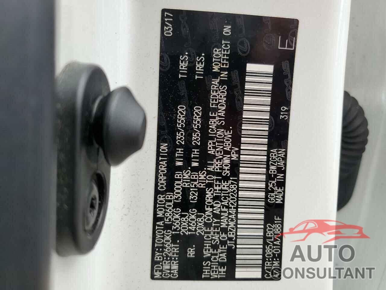 LEXUS RX350 2017 - JTJBZMCA4H2023871