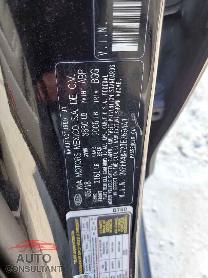 KIA FORTE 2018 - 3KPFK4A72JE269441