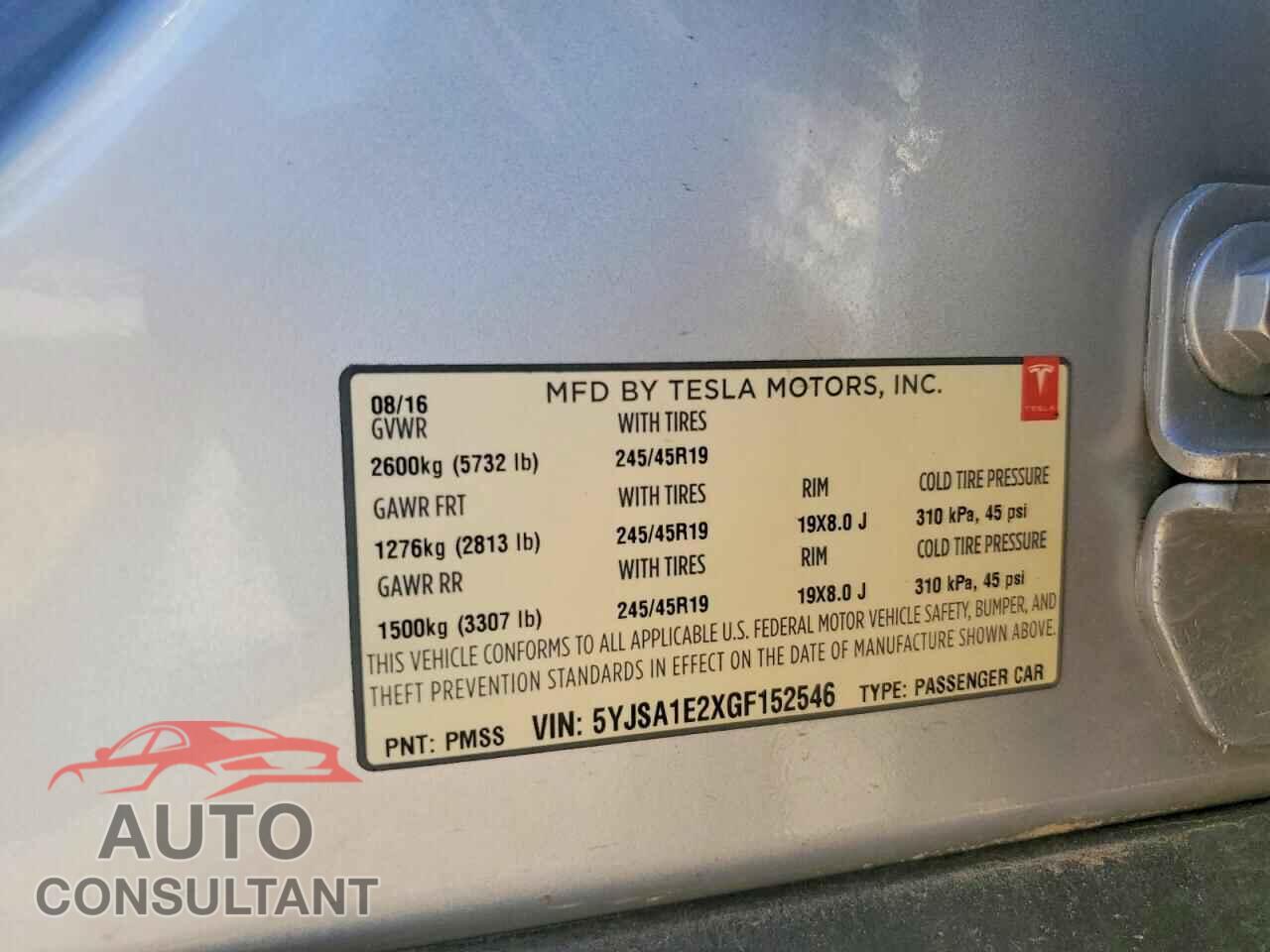 TESLA MODEL S 2016 - 5YJSA1E2XGF152546