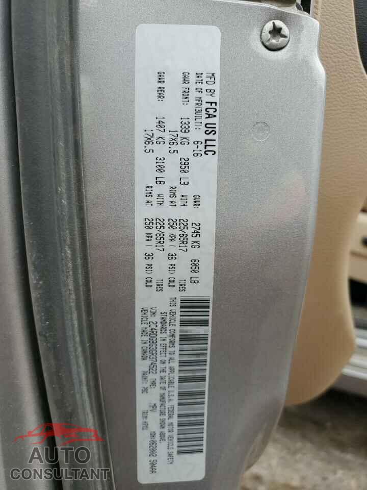 DODGE CARAVAN 2016 - 2C4RDGBG3GR374522