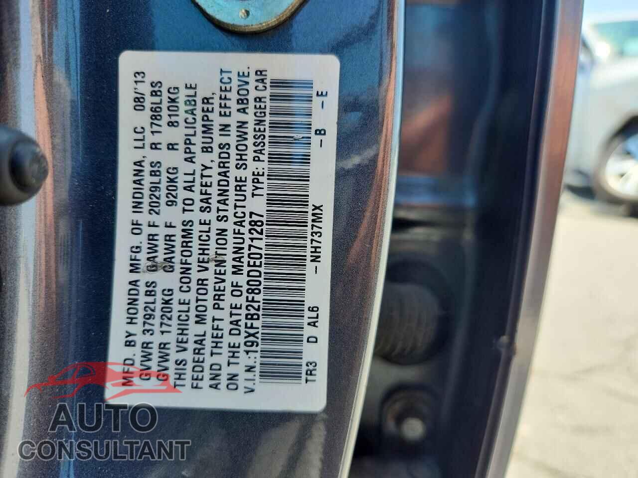 HONDA CIVIC 2013 - 19XFB2F80DE071287