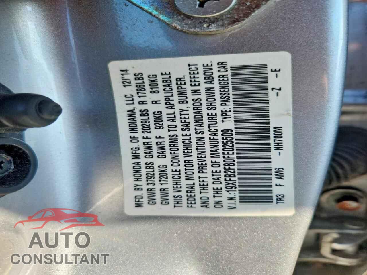 HONDA CIVIC 2015 - 19XFB2F80FE025509