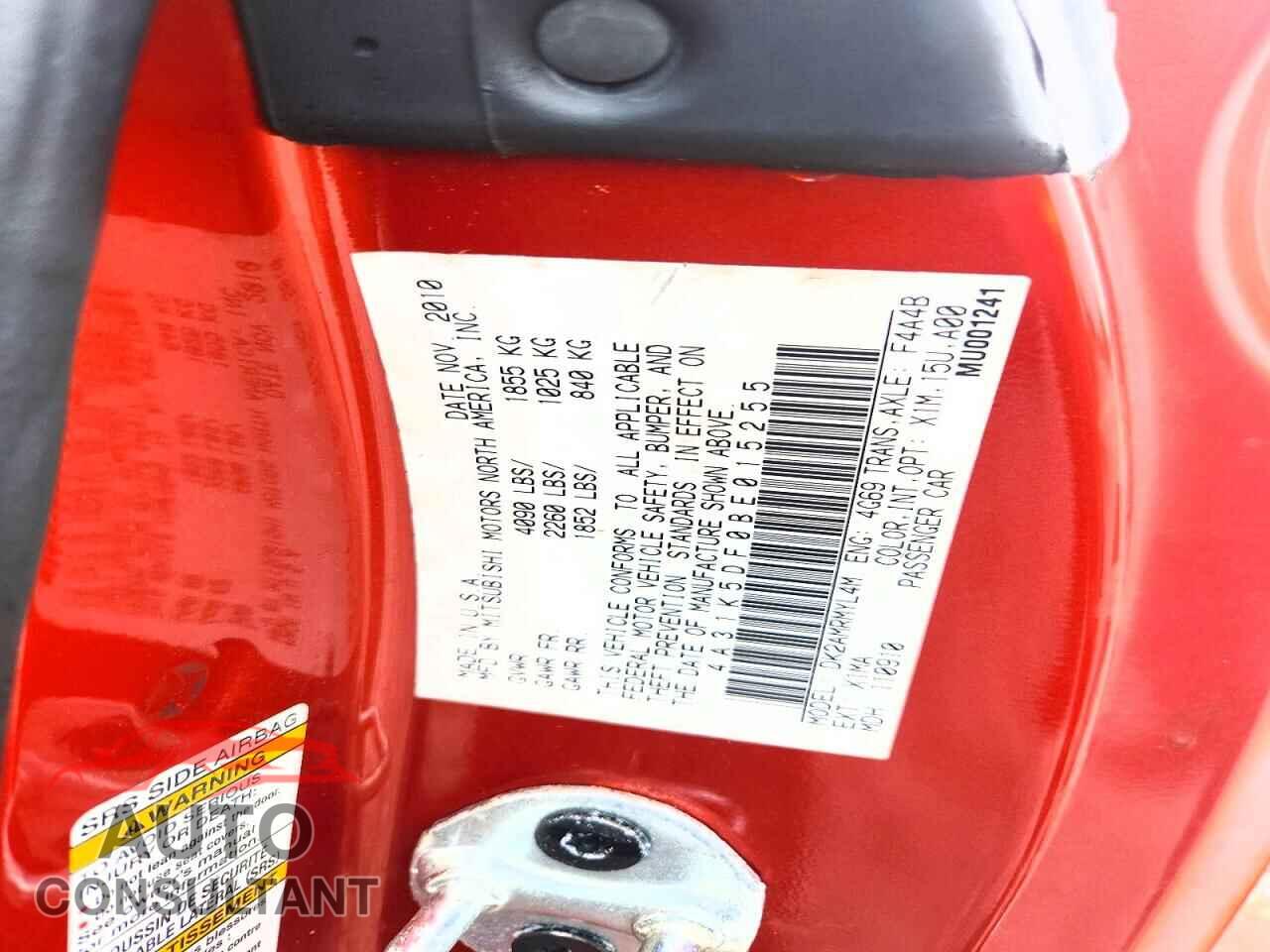 MITSUBISHI ECLIPSE 2011 - 4A31K5DF0BE015255