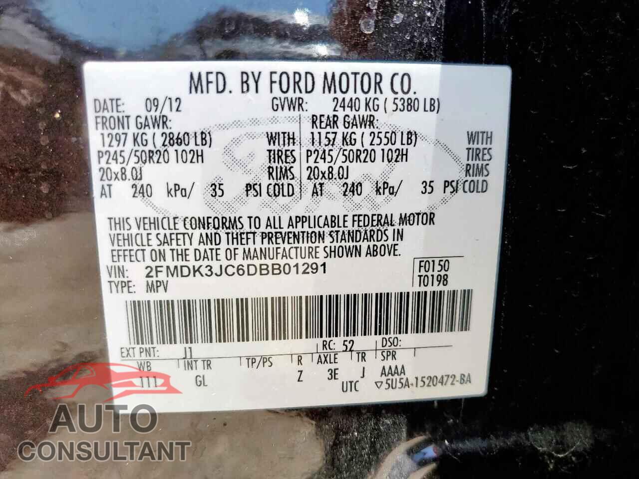FORD EDGE 2013 - 2FMDK3JC6DBB01291