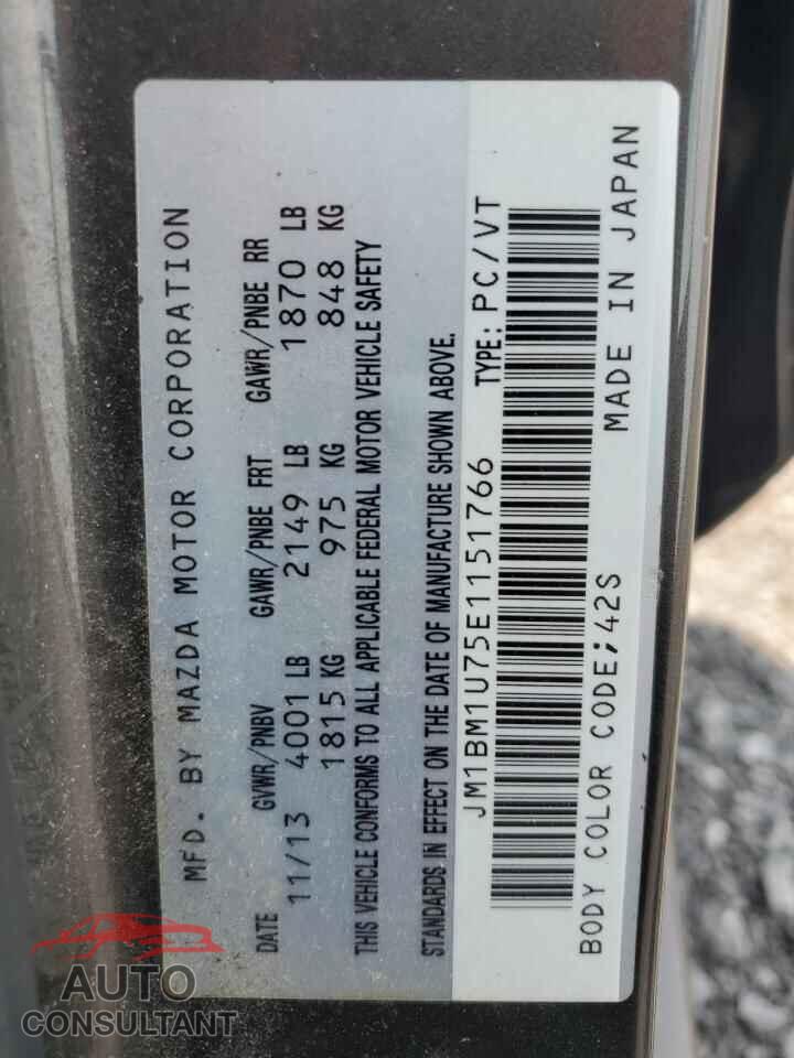 MAZDA 3 2014 - JM1BM1U75E1151766