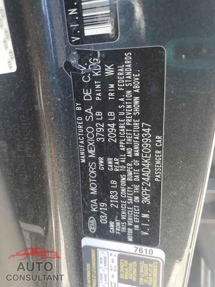 KIA FORTE 2019 - 3KPF24AD4KE099347