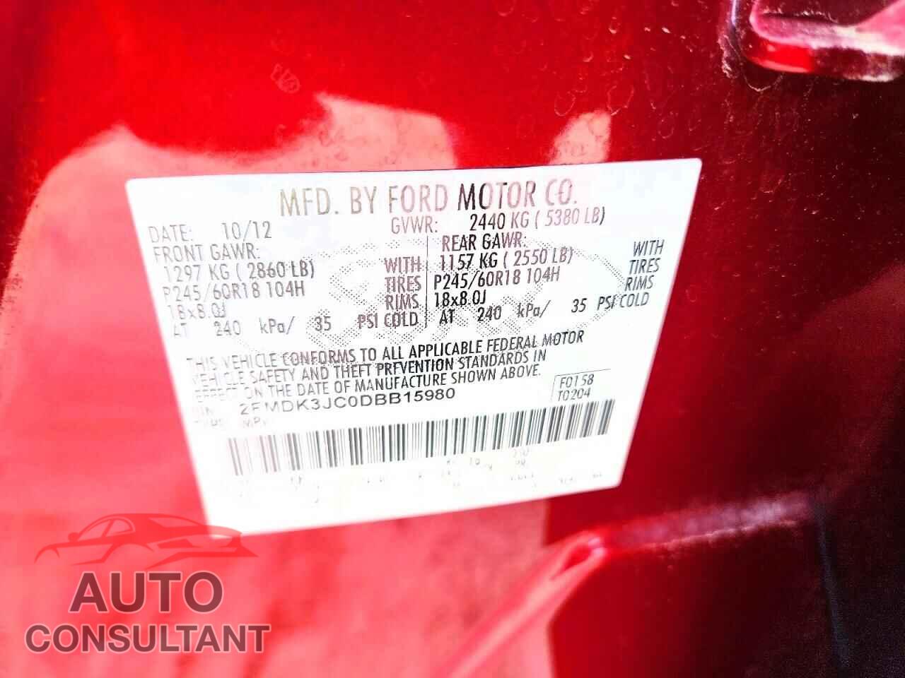 FORD EDGE 2013 - 2FMDK3JC0DBB15980